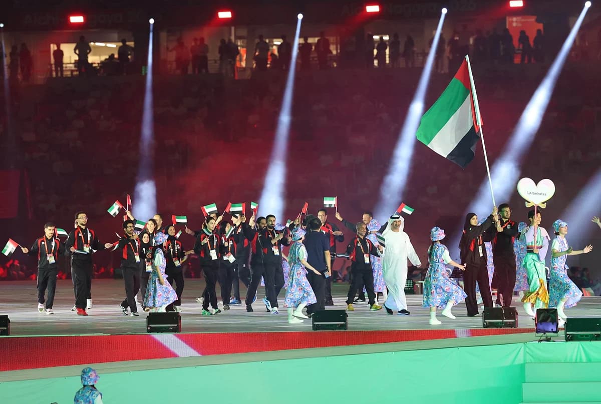 UAE athletes celebrating their historic seven gold medals at the Asian Games.