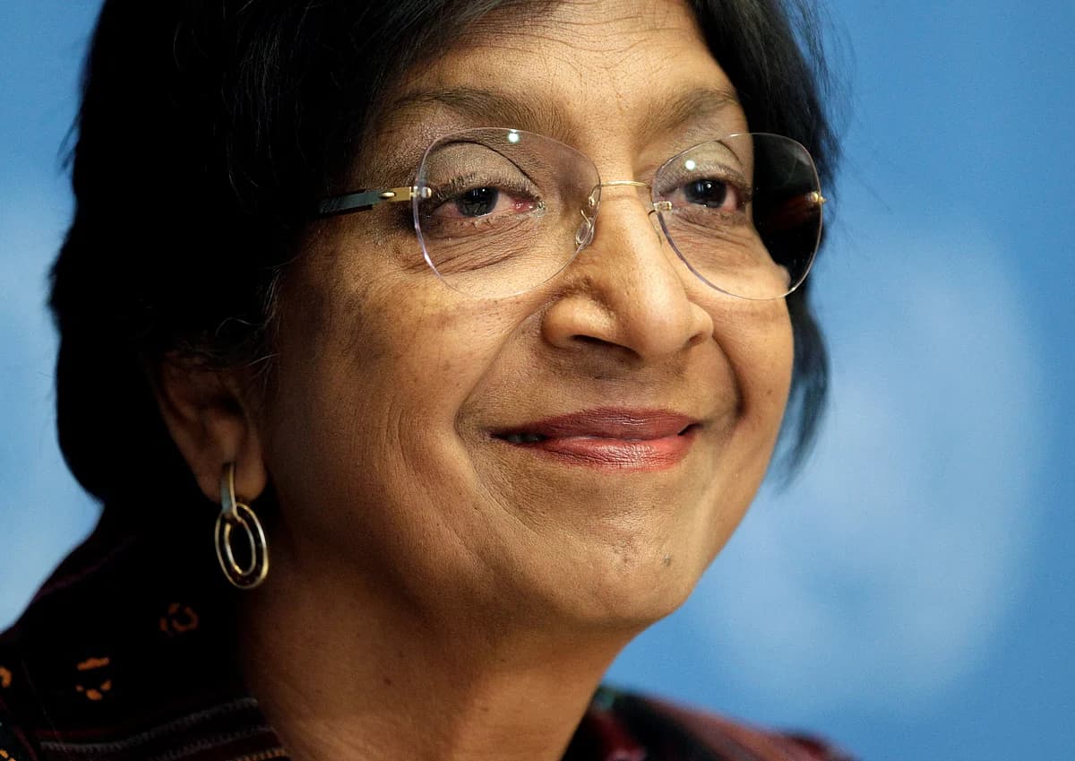 A powerful image representing Navi Pillay receiving the Nobel Peace Prize, symbolizing international legal accountability.