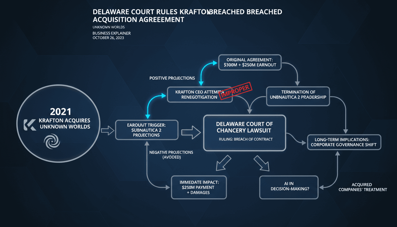 Delaware Court Rules Krafton Breached Acquisition Agreement with Unknown Worlds