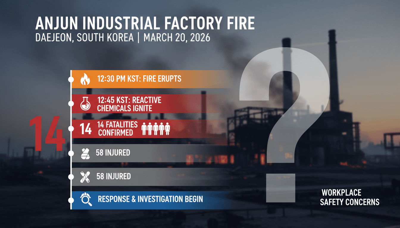 Fire at Anjun Industrial Factory in South Korea Results in 14 Fatalities