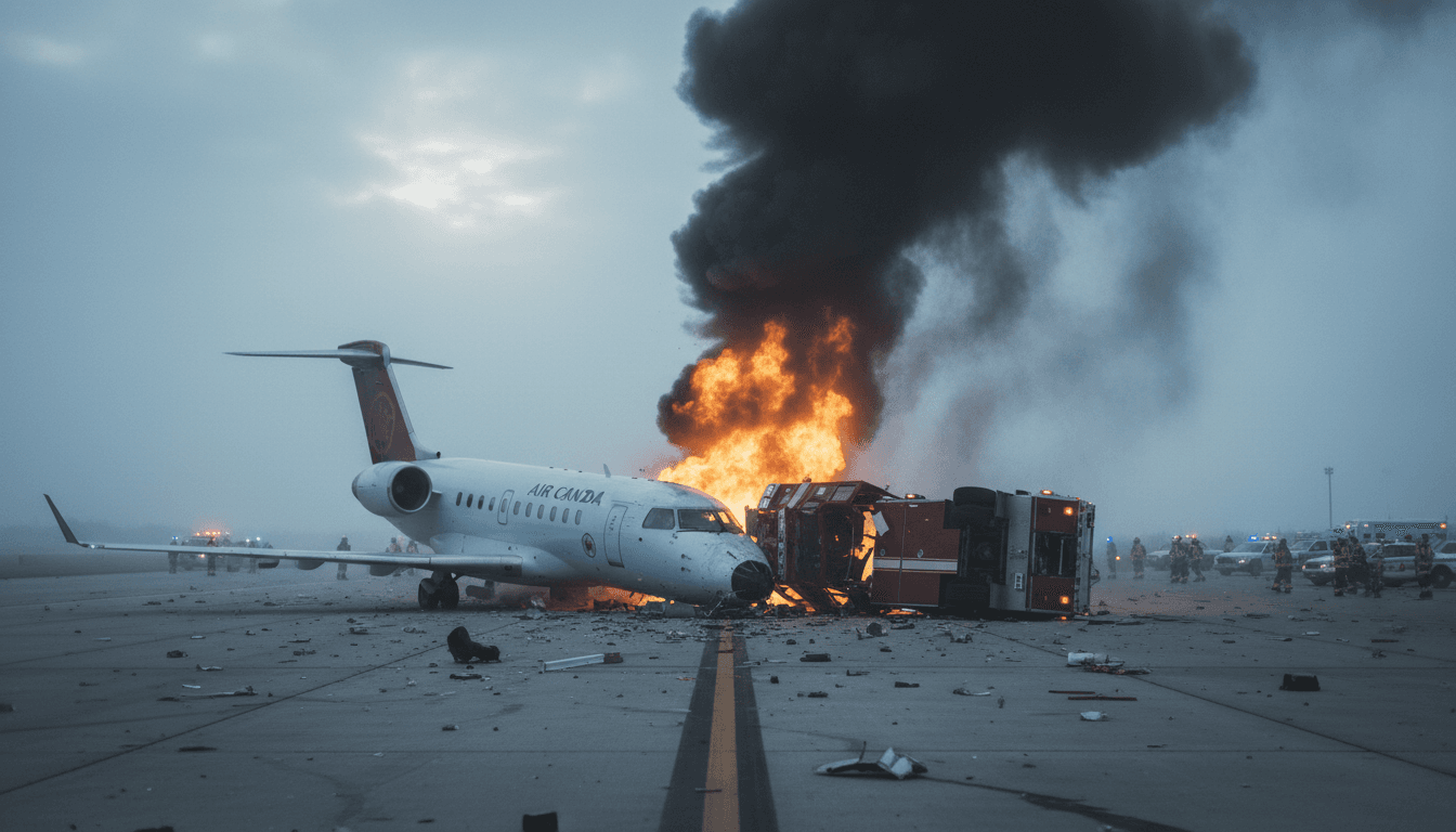Air Canada Express Flight 8646 Collides with Fire Truck at LaGuardia Airport Resulting in Pilot Deaths