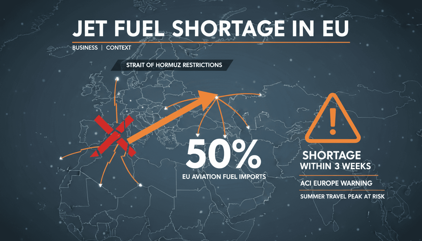ACI Europe Issues Warning of Jet Fuel Shortage in EU Due to Strait of Hormuz Restrictions
