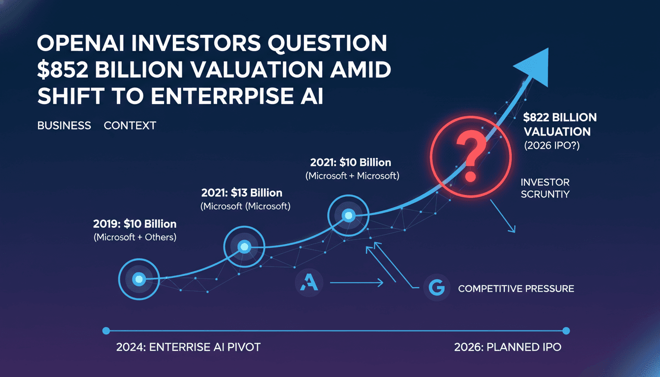 OpenAI Investors Question $852 Billion Valuation Amid Shift to Enterprise AI