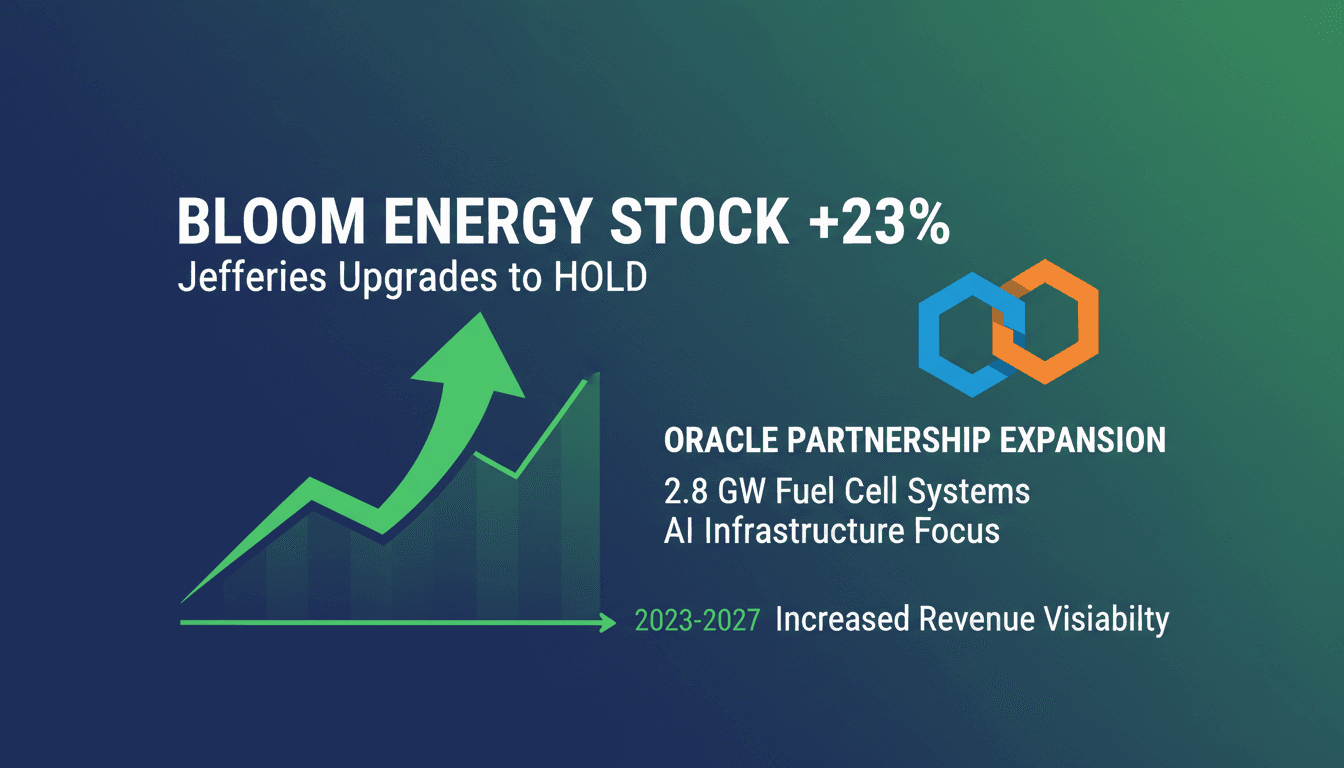 Jefferies Upgrades Bloom Energy to Hold as Stock Jumps 23% After Oracle Partnership Expansion