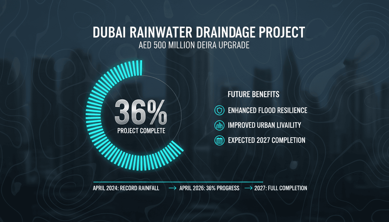 Dubai Municipality Reports 36% Completion of AED 500 Million Rainwater Drainage Project in Deira