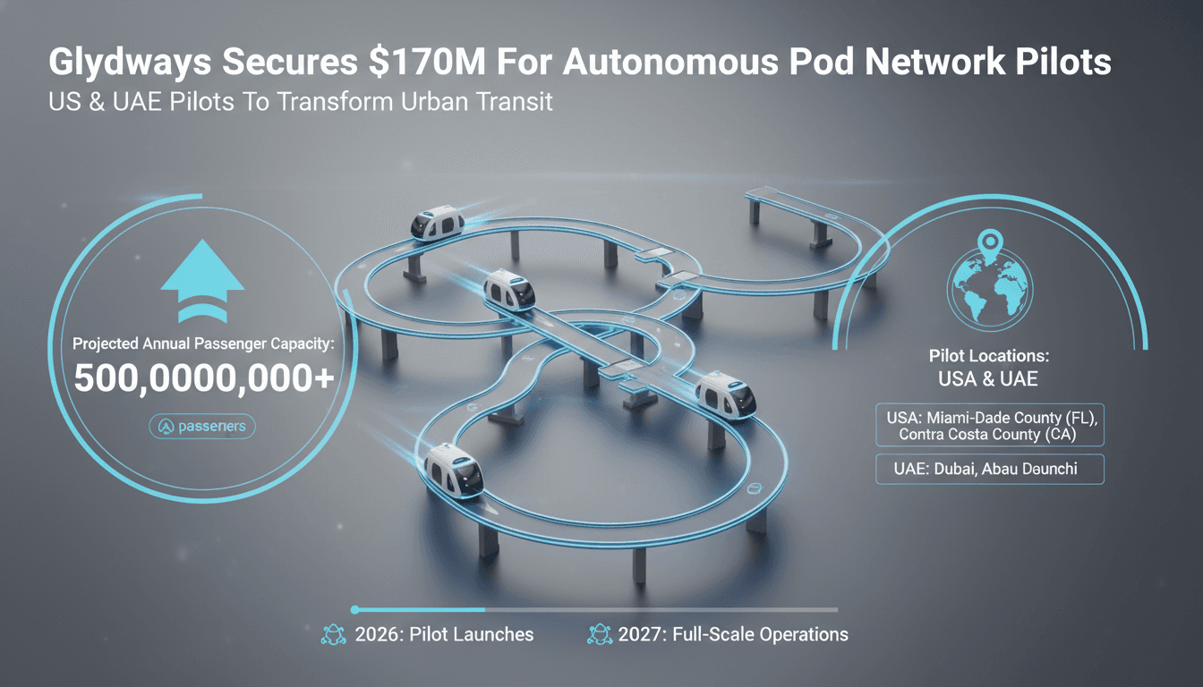 Glydways Raises $170 Million for Autonomous Pod Network Pilots in US and UAE