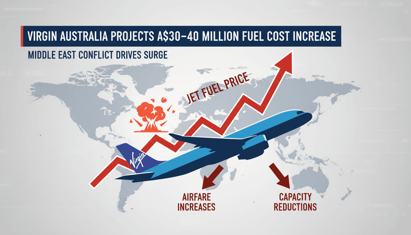 Virgin Australia Projects A$30–40 Million Fuel Cost Increase Due to Middle East Conflict