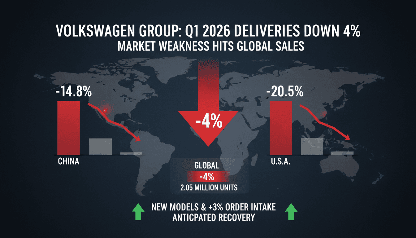 Volkswagen Group Reports 4% Decline in Q1 2026 Vehicle Deliveries Due to Market Weakness