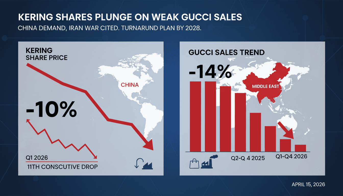 Kering Shares Drop 10% After Gucci Reports 14% Sales Decline in Q1 2026
