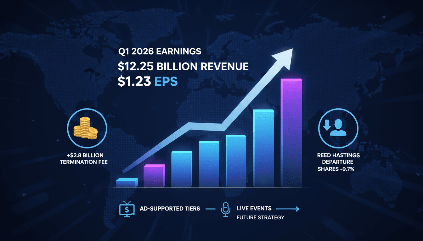 Netflix Reports Q1 2026 Earnings with Revenue of $12.25 Billion and EPS of $1.23 Amid Leadership Changes