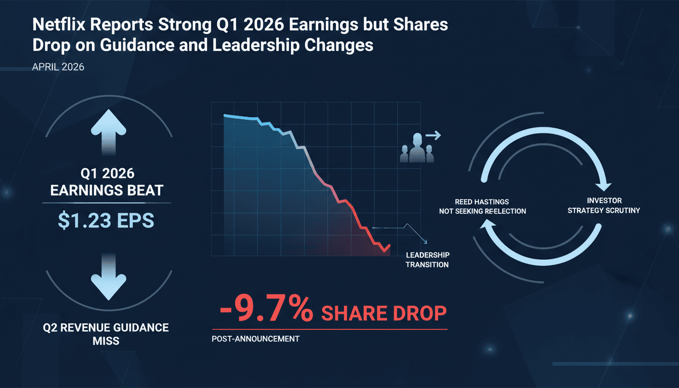 Netflix Reports Strong Q1 2026 Earnings but Shares Drop on Guidance and Leadership Changes