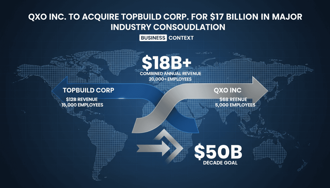 QXO Inc. to Acquire TopBuild Corp. for $17 Billion in Major Industry Consolidation