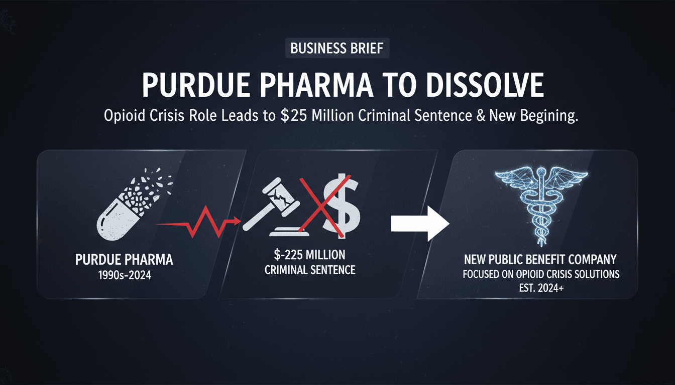 Purdue Pharma to Dissolve Following $225 Million Criminal Sentence for Opioid Crisis Role