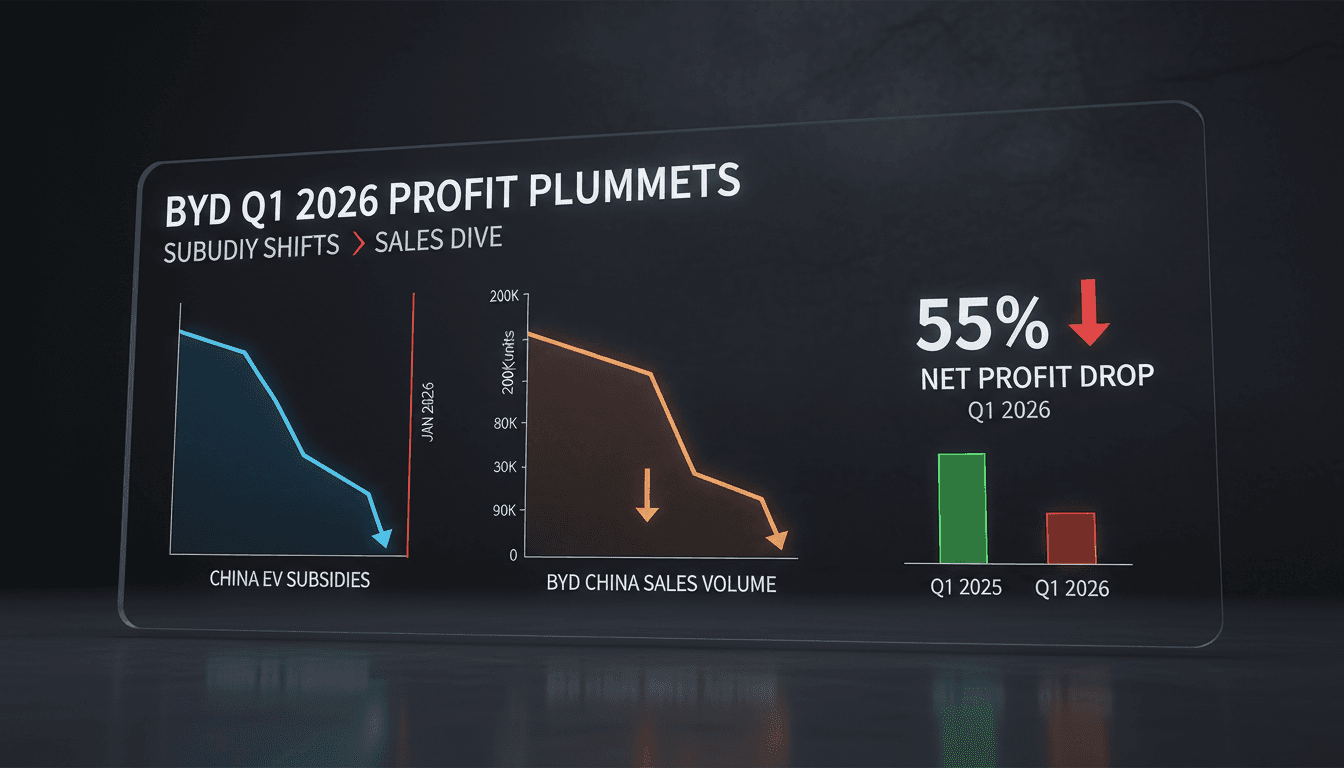 BYD reports 55% drop in Q1 2026 net profit amid declining sales in China