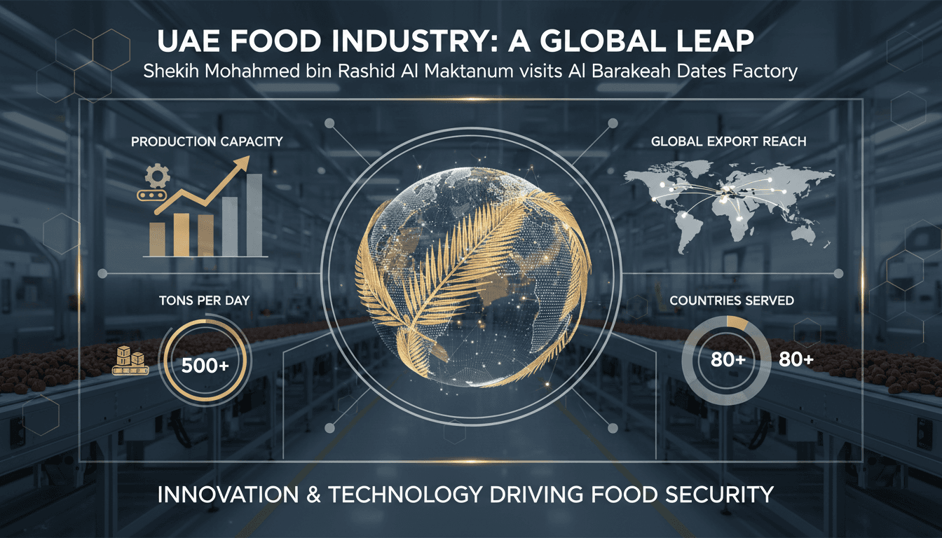 Sheikh Mohammed bin Rashid Al Maktoum visits Al Barakah Dates Factory to promote UAE's food industry