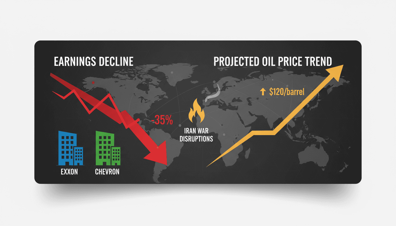 Exxon and Chevron report significant earnings declines amid Iran war disruptions