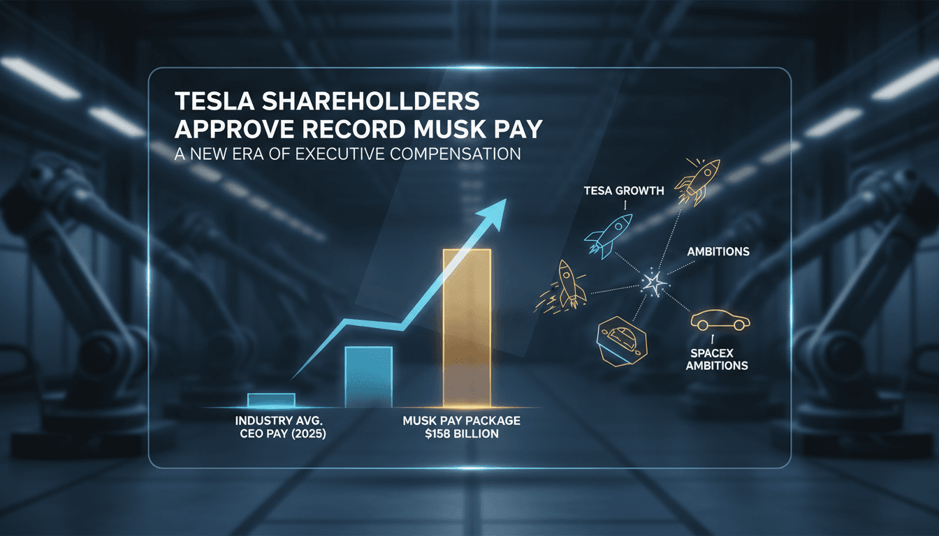 Tesla shareholders approve $158 billion pay package for Elon Musk for 2025