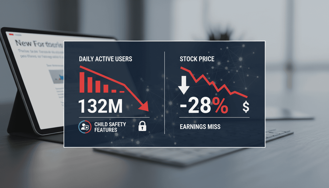 Roblox reports significant decline in daily active users and stock price following earnings miss