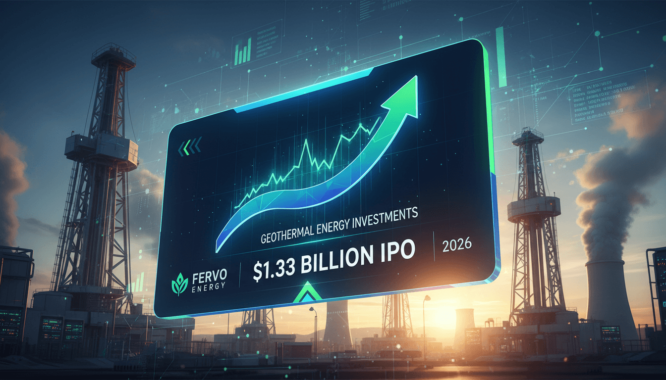 Fervo Energy IPO announcement with geothermal energy graphics