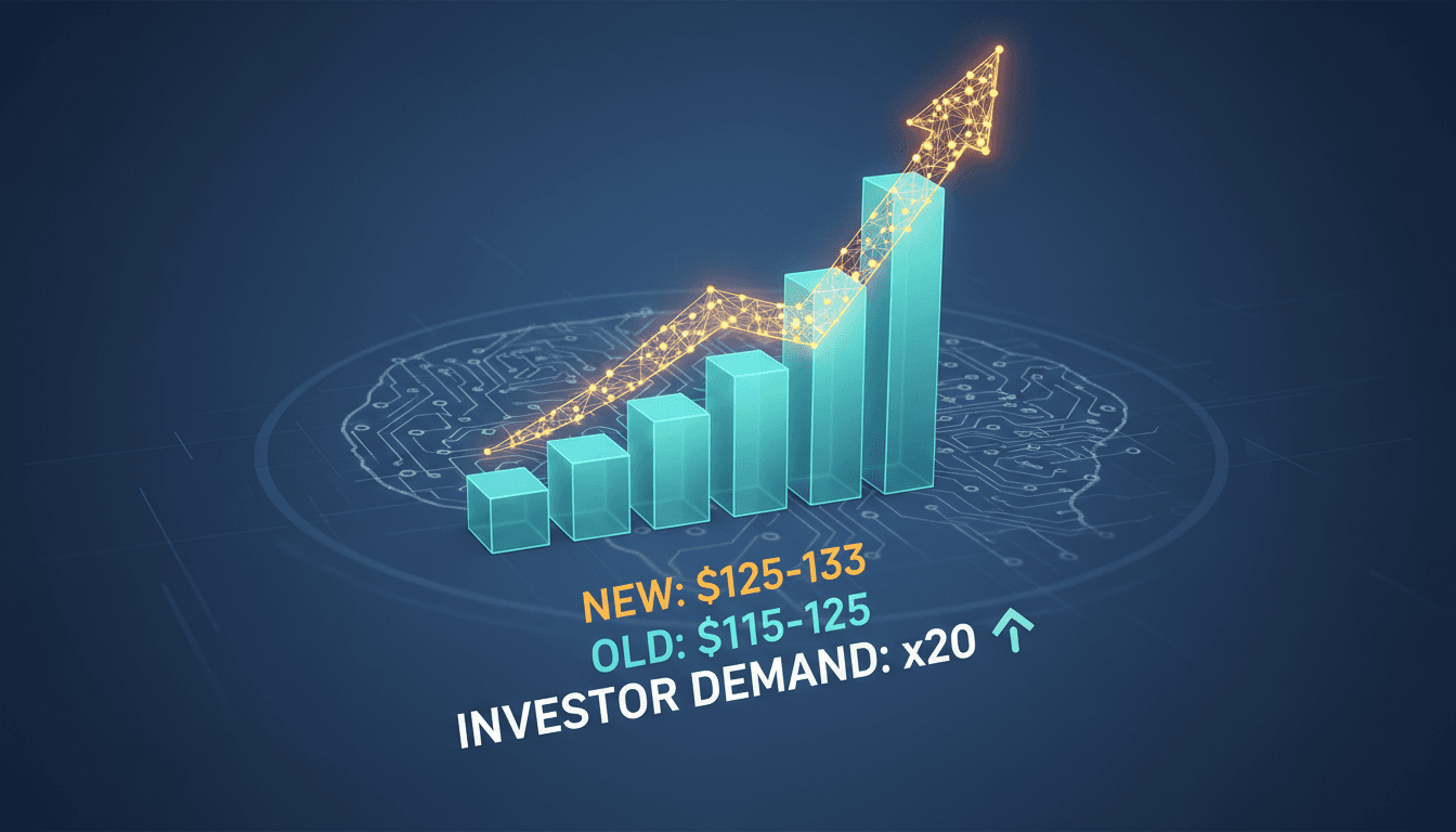 Cerebras Systems logo with a backdrop of stock market graphics.