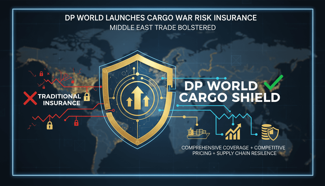 DP World logo with a backdrop of Middle Eastern trade routes