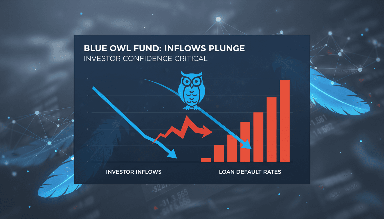 Graph showing decline in investor inflows for Blue Owl's private credit fund