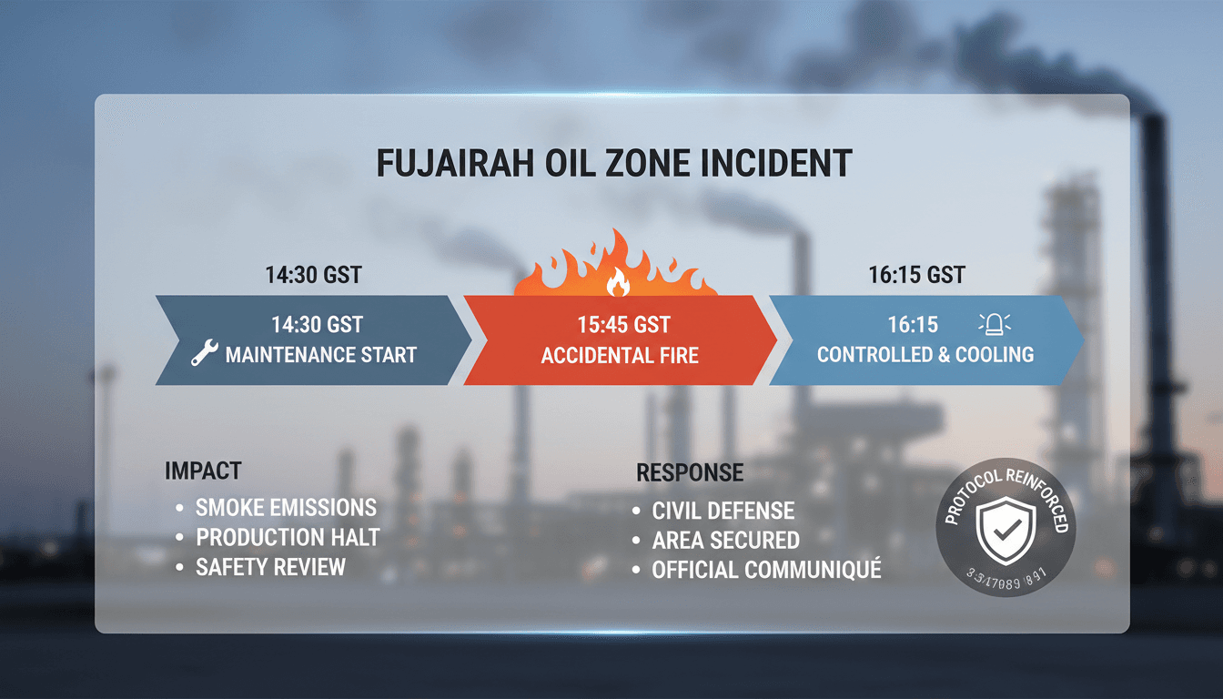 Fire incident in Fujairah oil industrial zone during maintenance operations
