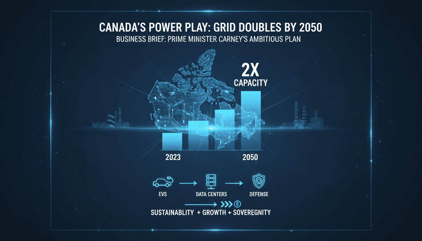 Prime Minister Mark Carney announcing Canada's electricity grid expansion plan.