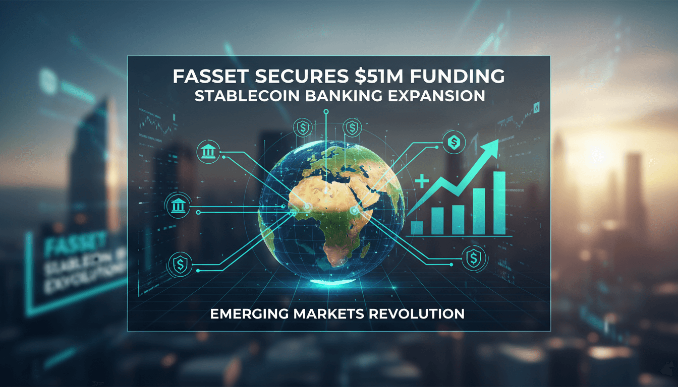 Fasset logo with a backdrop of global financial markets