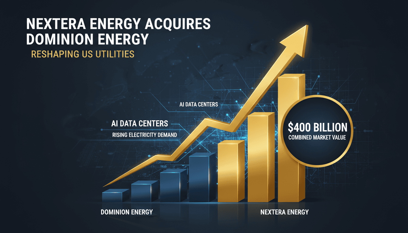 Conceptual image of NextEra Energy and Dominion Energy merger impact