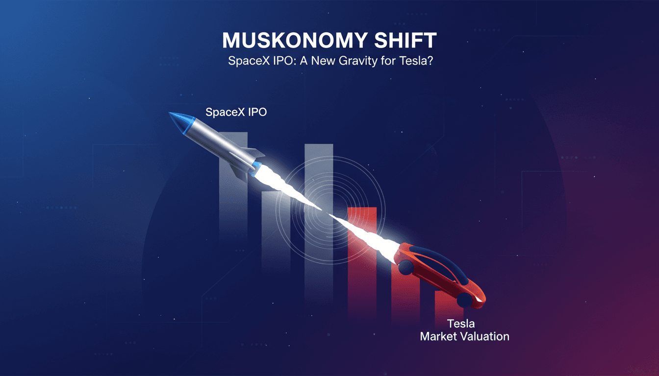 SpaceX IPO announcement with Tesla stock performance implications