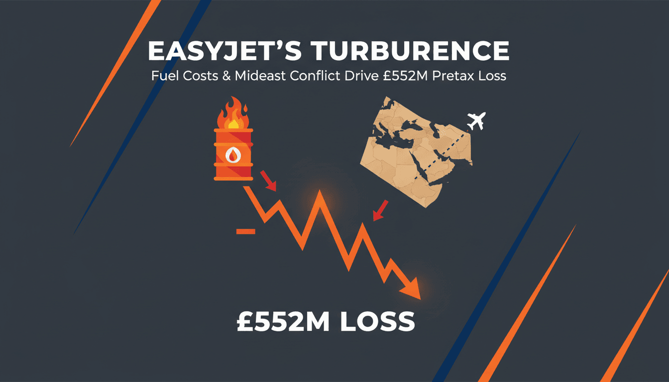 EasyJet aircraft with financial data overlay