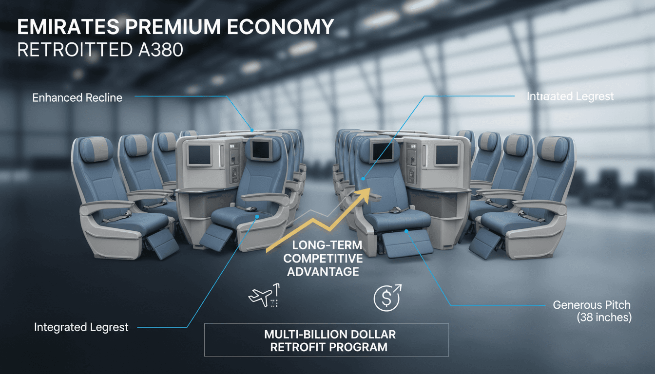 Emirates A380 aircraft featuring the new Premium Economy cabin