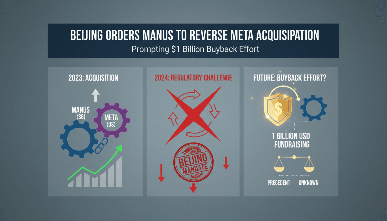 Illustration of Manus's acquisition timeline and regulatory challenges.