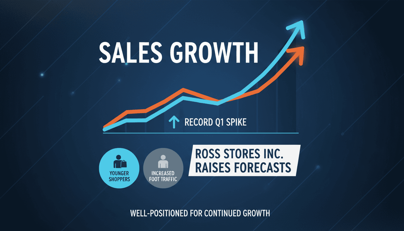 Ross Stores logo with a backdrop of retail growth statistics