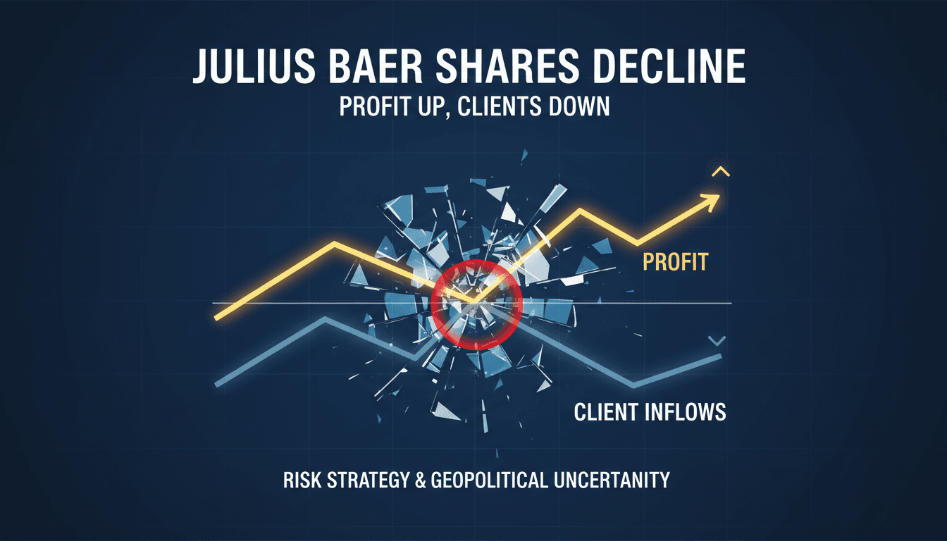 Graph showing Julius Baer share price decline and client inflow trends