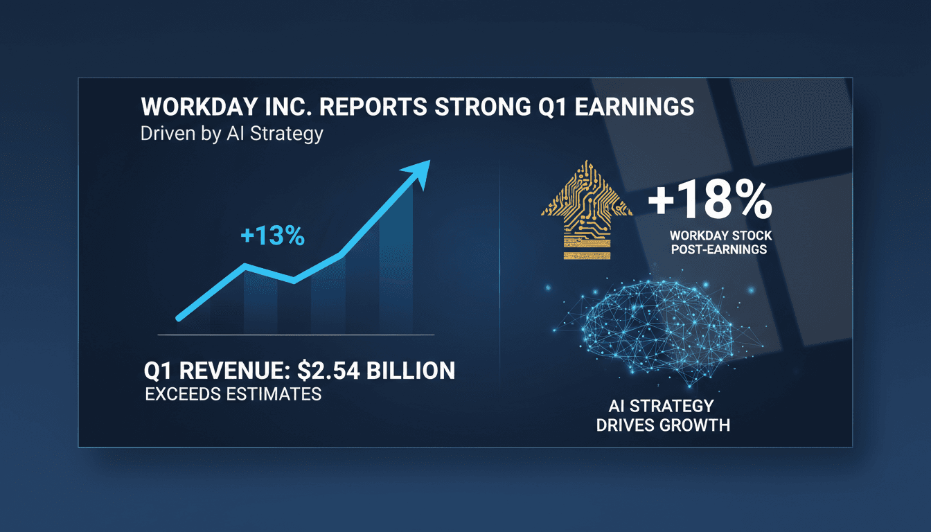 Workday Inc. logo with financial growth graphics