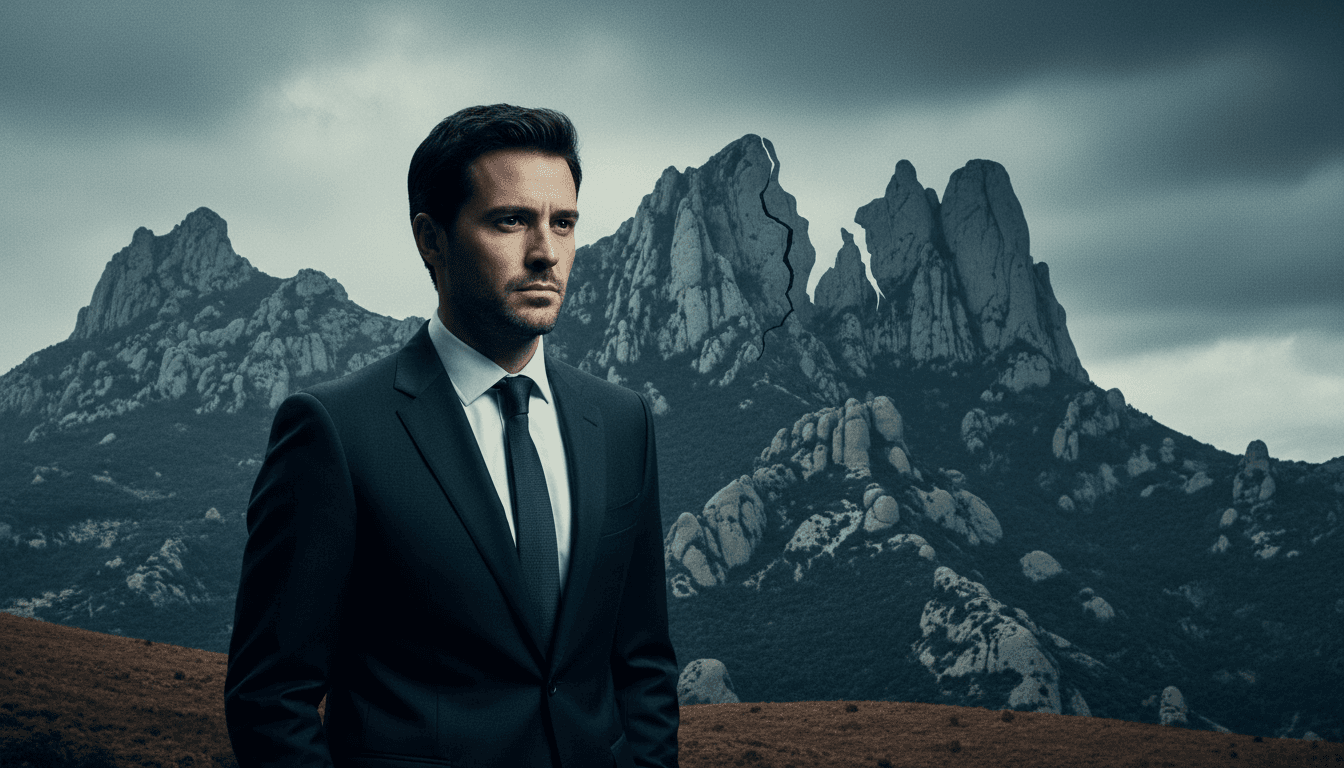 Jonathan Andic in front of Montserrat mountains, highlighting the investigation into his father's death.