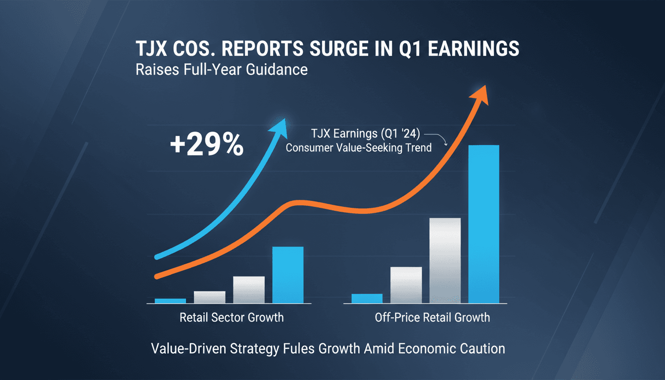 TJX Cos. logo with a graph showing earnings growth