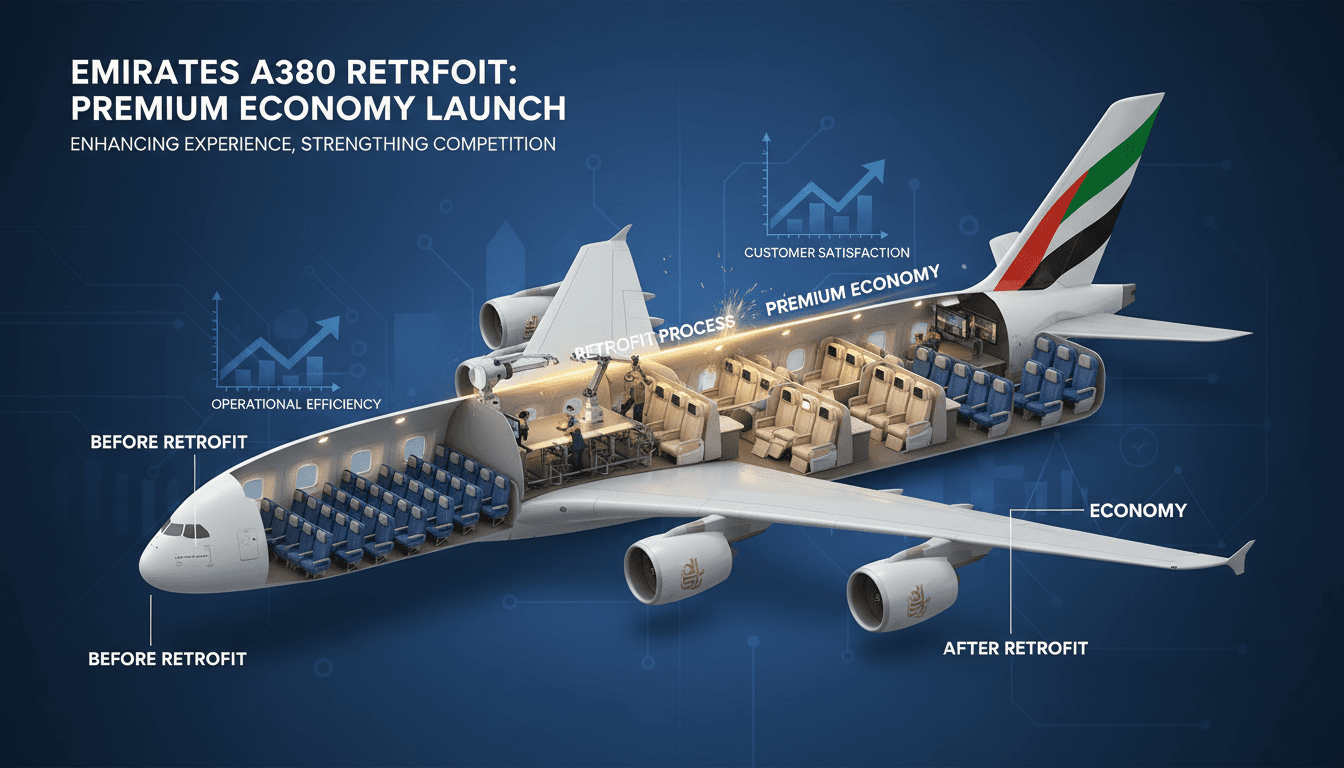 Emirates A380 aircraft featuring the new Premium Economy cabin