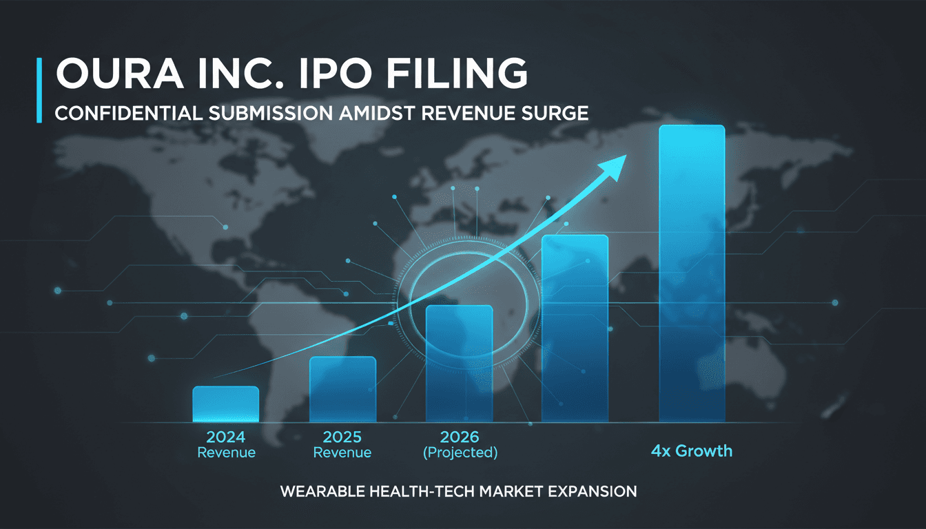 Infographic showing Oura Inc.'s revenue growth and market presence in wearable technology.