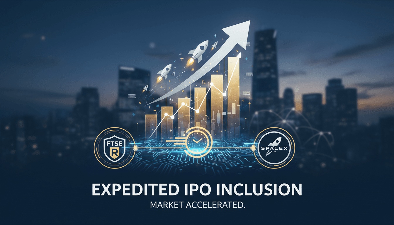 Illustration of FTSE Russell's new IPO inclusion rules and their market impact.