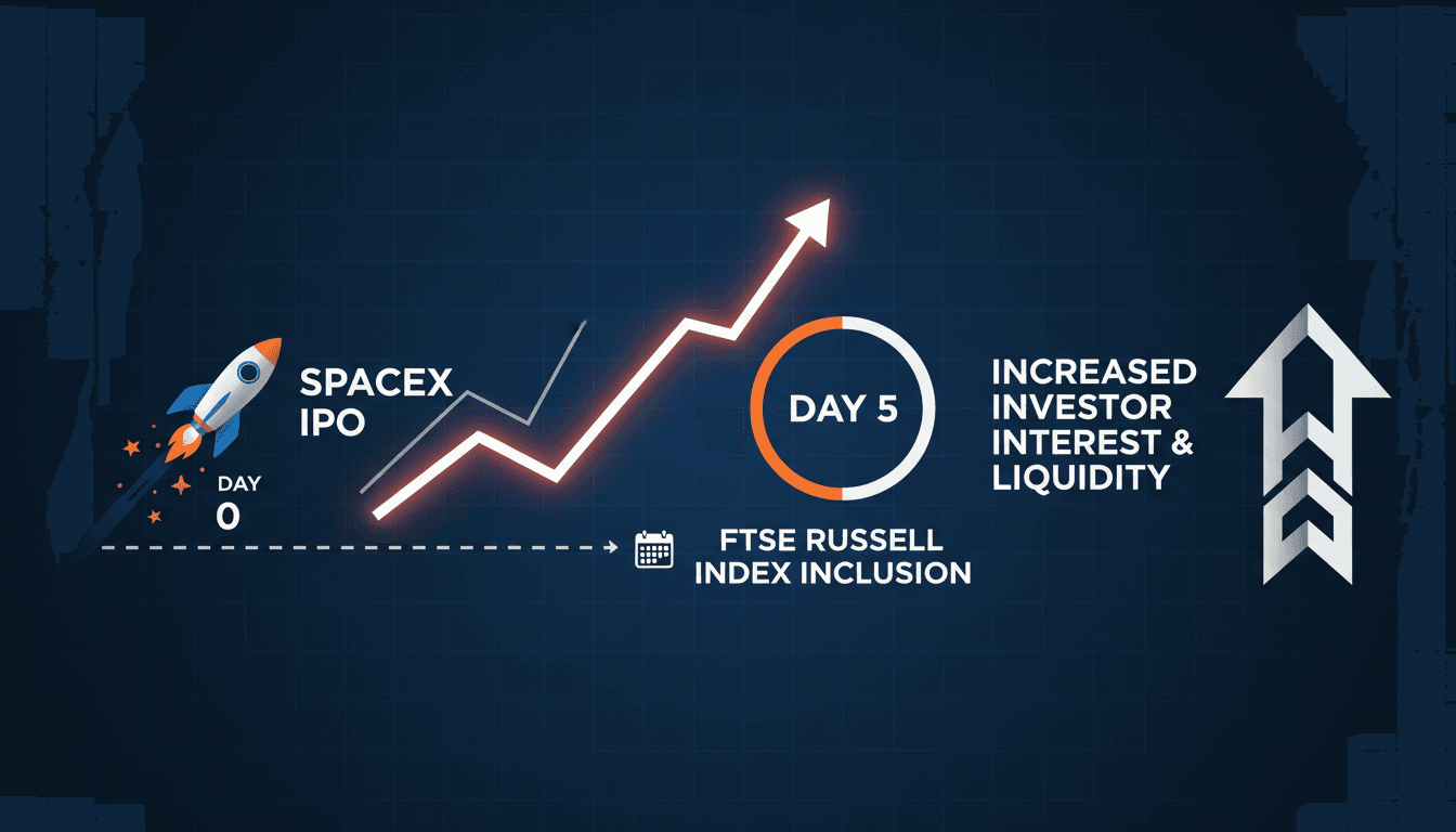 SpaceX IPO announcement with FTSE Russell index inclusion rules