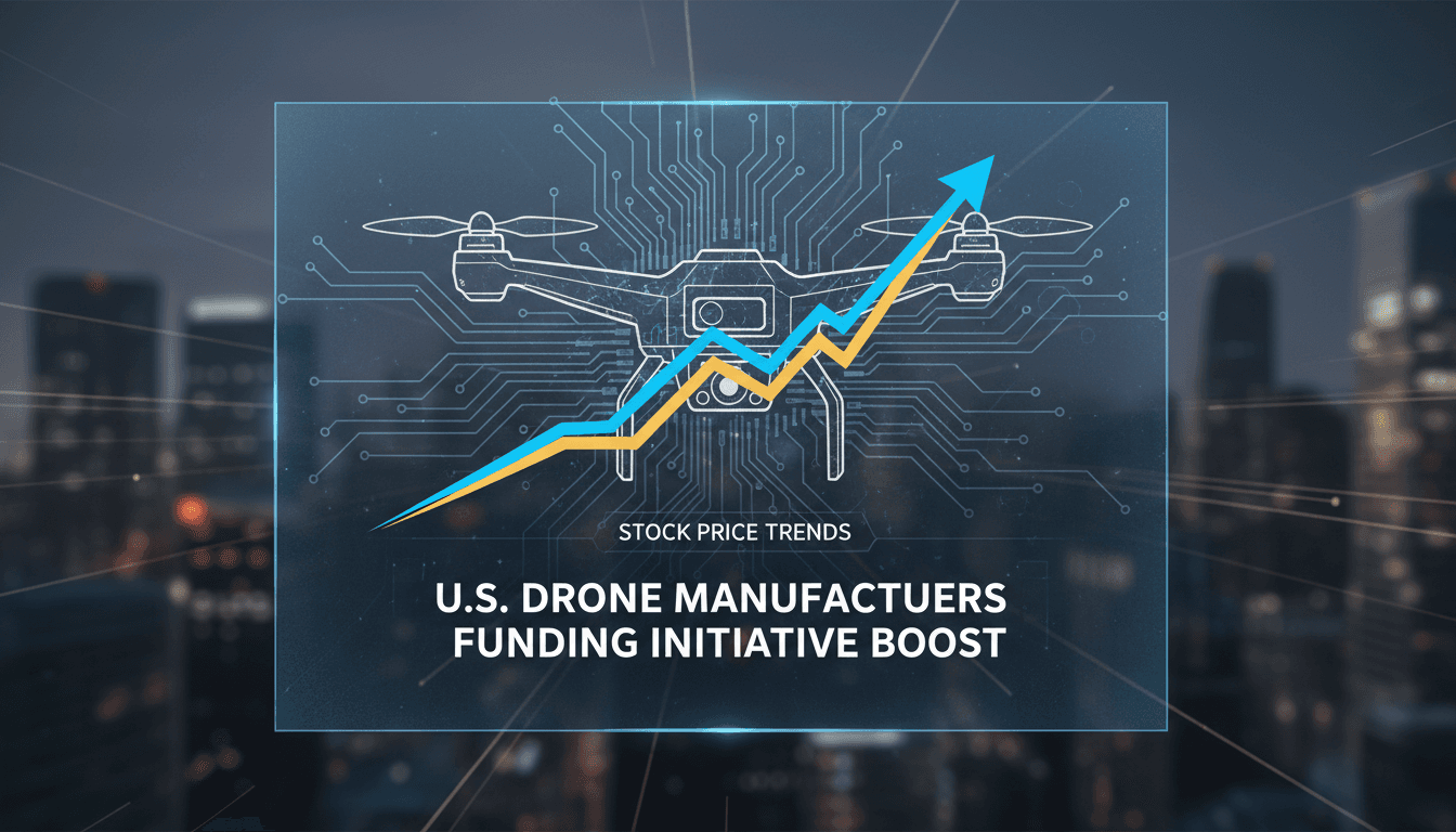 A drone flying over a manufacturing facility, symbolizing innovation in the U.S. drone industry.
