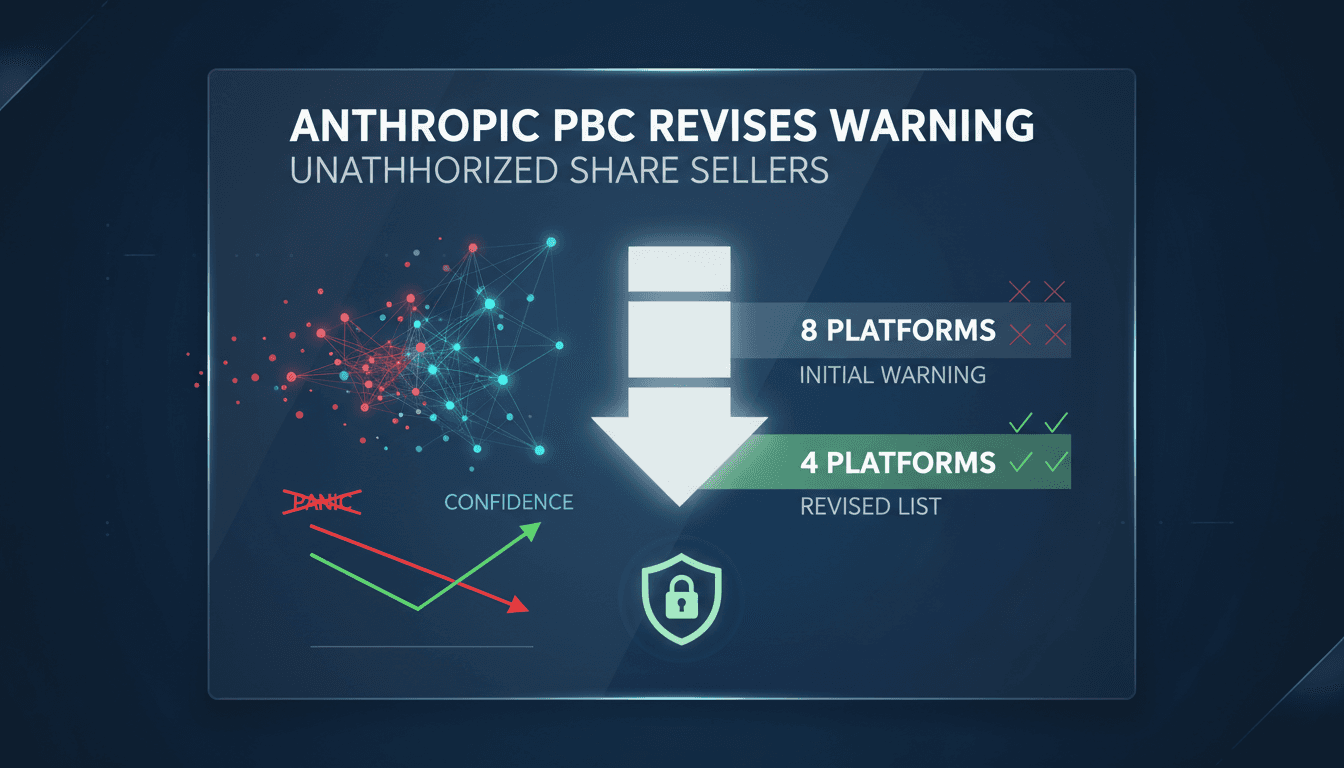 Anthropic PBC logo with a graphic of share trading platforms