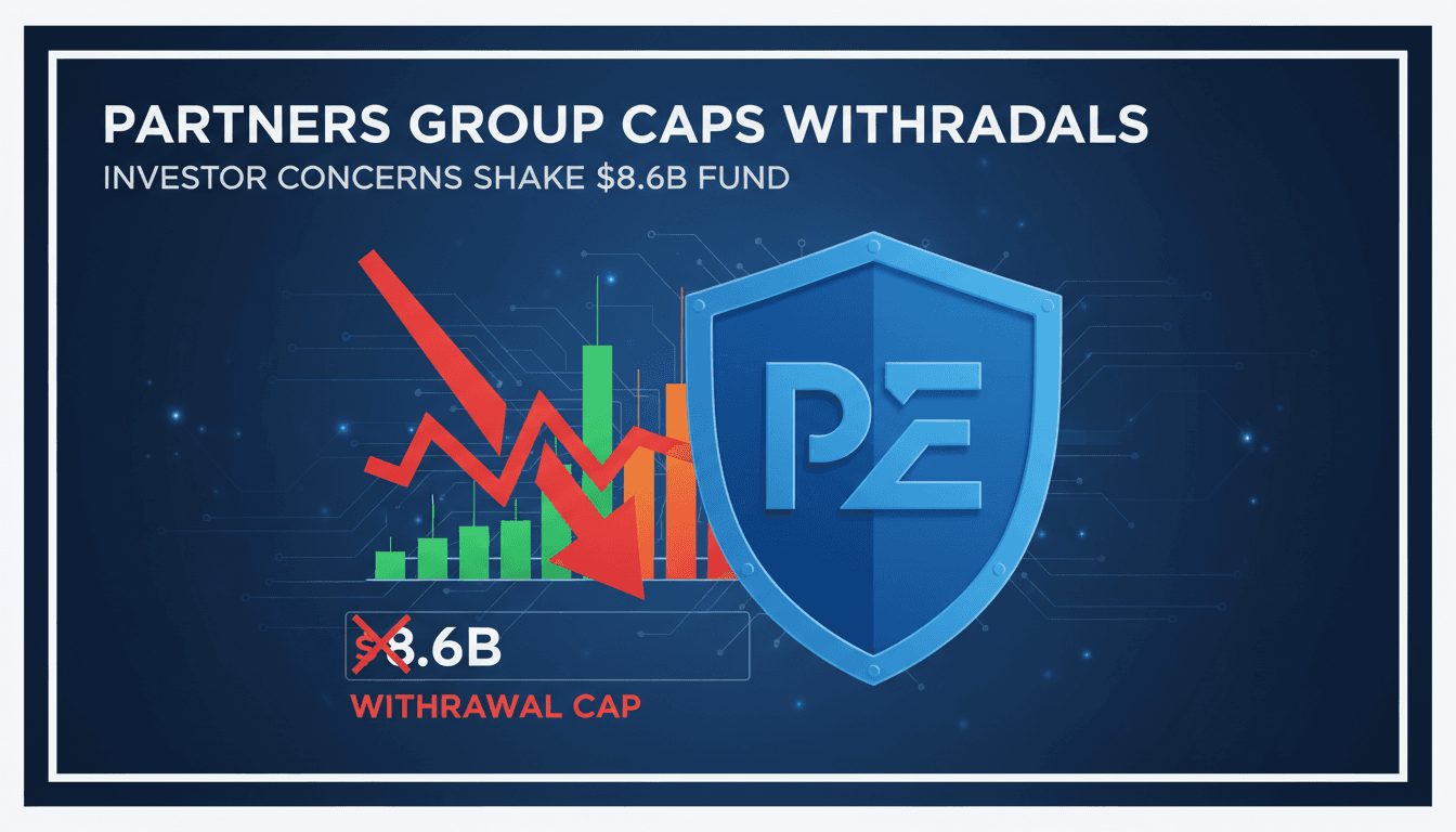 Partners Group logo with a financial market background