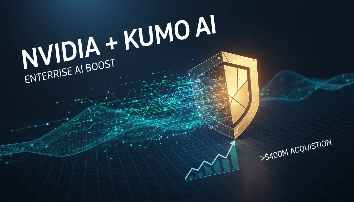 Nvidia logo with Kumo AI branding in a tech-themed background