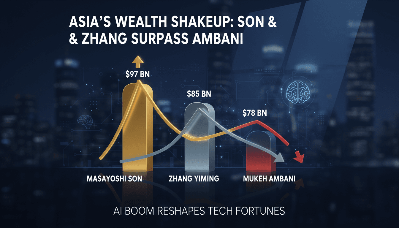 Masayoshi Son and Zhang Yiming in Asia's wealth rankings