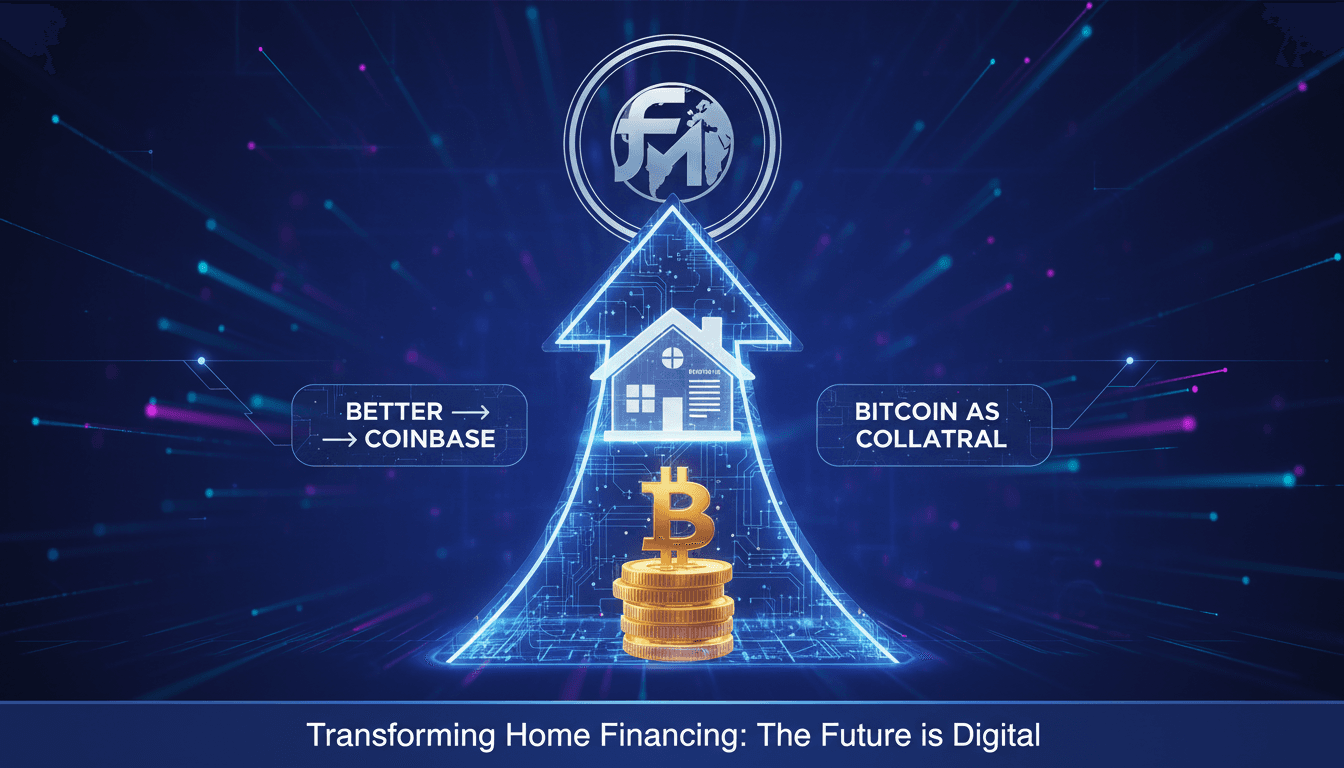 Illustration of Bitcoin being used as collateral for a mortgage.