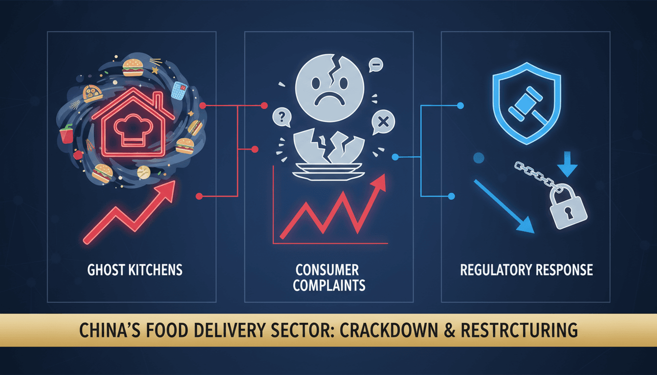 A visual representation of ghost kitchens and food delivery regulations in China.